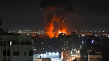 من القصف الإسرائيلي على غزة مساء الثلاثاء 15 يونيو 2021(فرانس برس)