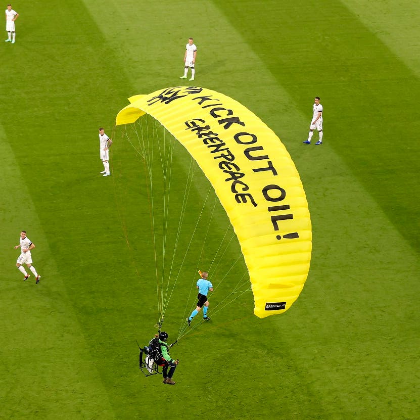 Protester parachutes into stadium ahead of France-Germany match at Euro 2020