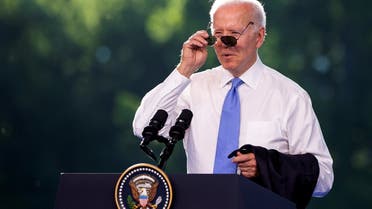 President Joe Biden puts on his Aviator sunglasses at the end of a news conference after the summit with Russia's President Vladimir Putin, in Geneva, June 16, 2021. (Reuters)