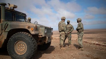 US military forces take part in a large scale drill as part of the African Lion military exercise, in Tantan, south of Agadir, Morocco, on June 18, 2021. (AP)