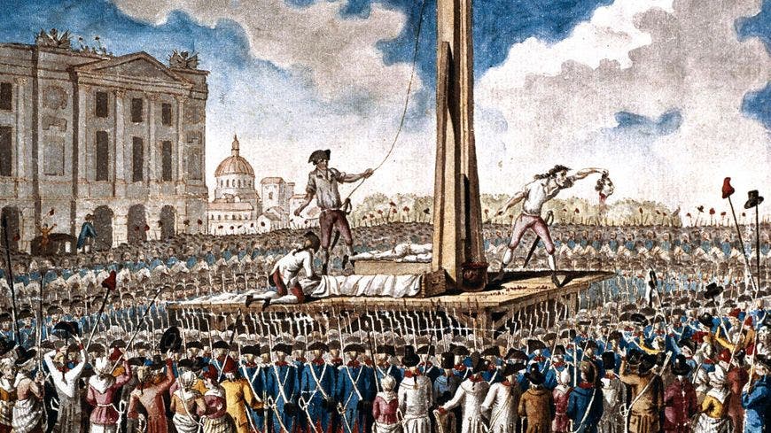 لوحة تجسد عملية اعدام الملك الفرنسي لويس السادس عشر