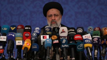 Iran’s new President-elect Ebrahim Raisi speaks during a press conference in Tehran, Iran, Monday, June 21, 2021. (AP/Vahid Salemi)