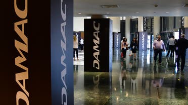 A picture taken on September 11, 2017 shows a DAMAC logo on display during the Cityscape Global, Dubai's premier property show, in Dubai. (AFP)