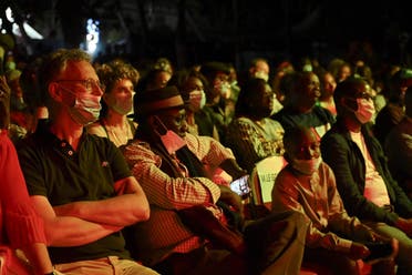 Audience members watch a performance by singer Awa Ly at the Saint Louis Jazz Festival in Saint Louis, Senegal, on June 18, 2021. (Reuters)