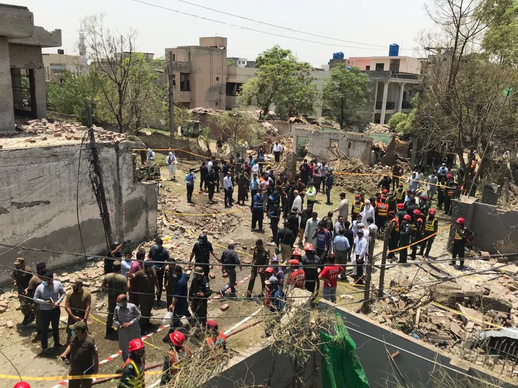 Site after an explosion outside of Johar Town in Lahore, Pakistan on June 23, 2021. (Twitter)