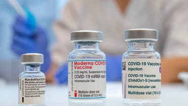 Used vials of the Pfizer-BioNTech, Moderna and AstraZeneca coronavirus disease (COVID-19) vaccines are pictured at the Skane University Hospital vaccination centre in Malmo, Sweden, February 17, 2021. (Reuters)