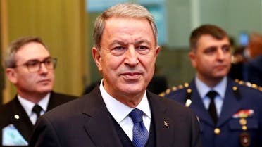 Turkey's Defence Minister Hulusi Akar attends a NATO defence ministers meeting at the Alliance headquarters in Brussels, Belgium February 12, 2020. (Reuters/Francois Lenoir)