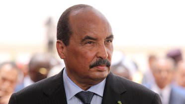 Mauritania's President Mohamed Ould Abdel Aziz waits for the arrival of the French President at Nouakchott airport, Mauritania, July 2, 2018.  (AFP)
