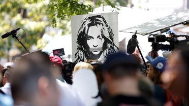 People protest in support of pop star Britney Spears on the day of a conservatorship case hearing at Stanley Mosk Courthouse in Los Angeles, California, US June 23, 2021. (Reuters)