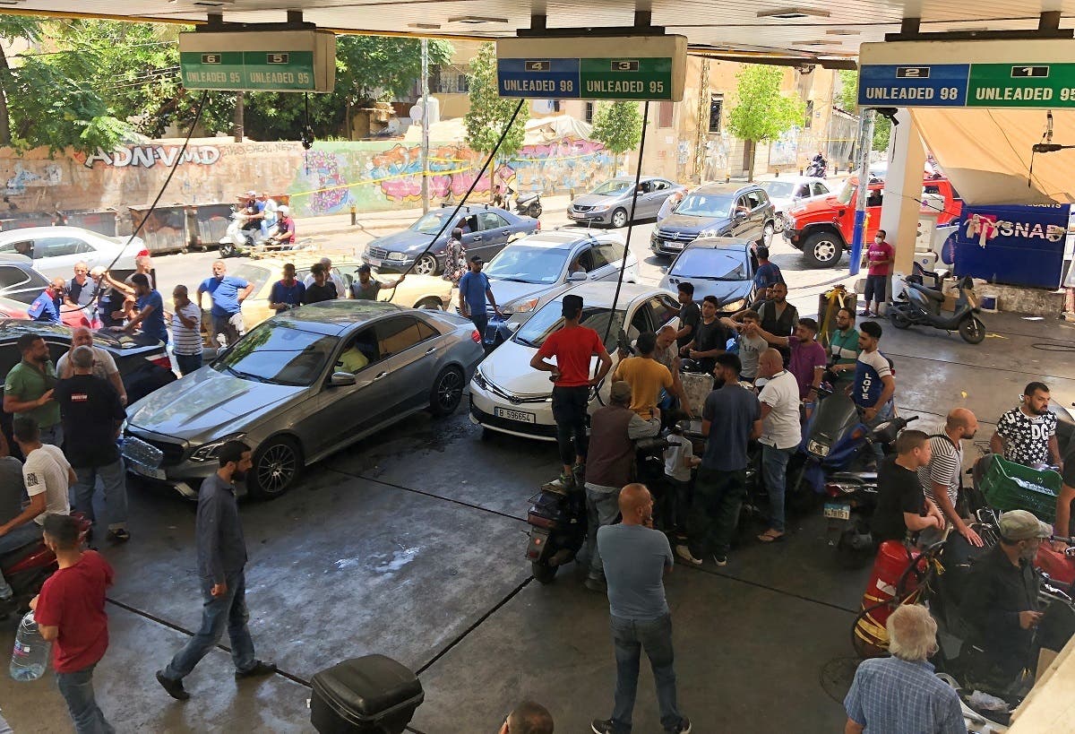 Cars queue for fuel at a gas station in Beirut, Lebanon June 17, 2021. (Reuters)