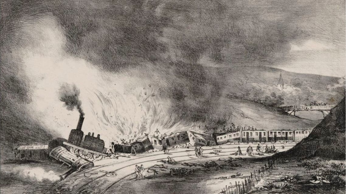 رسمم يعود للعام 1842 حول كارثة القطار