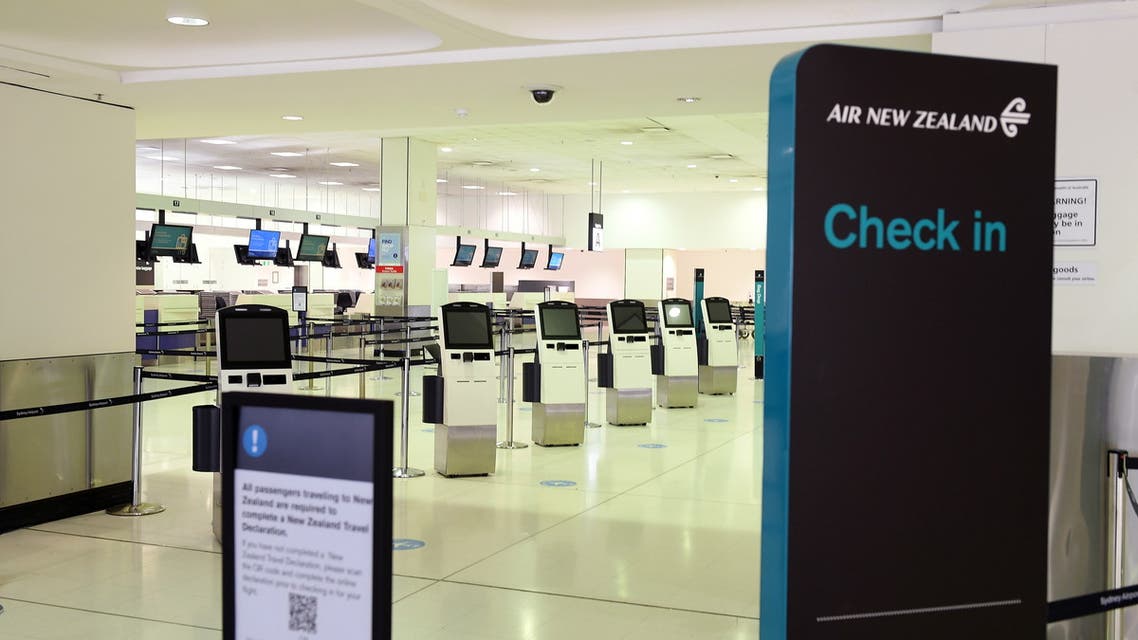 The Air New Zealand check in counter is seen at Sydney International Airport in the wake of New Zealand stopping quarantine-free travel with the Australian state of New South Wales because of an outbreak of the coronavirus disease (COVID-19) in Sydney, Australia, June 23, 2021. (Reuters)