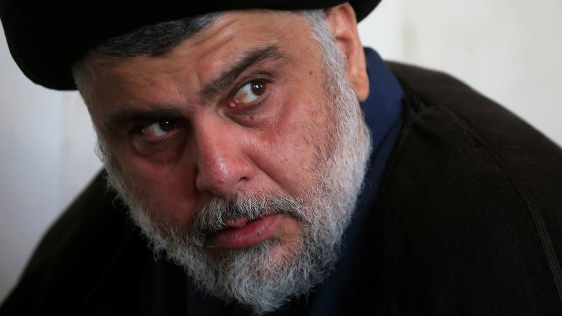 Iraqi Shi'ite cleric Muqtada al-Sadr attends Friday prayer at the Kufa mosque in Najaf, Iraq November 1, 2019. (Reuters)