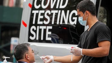 A man receives a coronavirus disease (COVID-19) test at a mobile testing van in Brooklyn, New York, U.S., June 2, 2021. REUTERS/Brendan McDermid