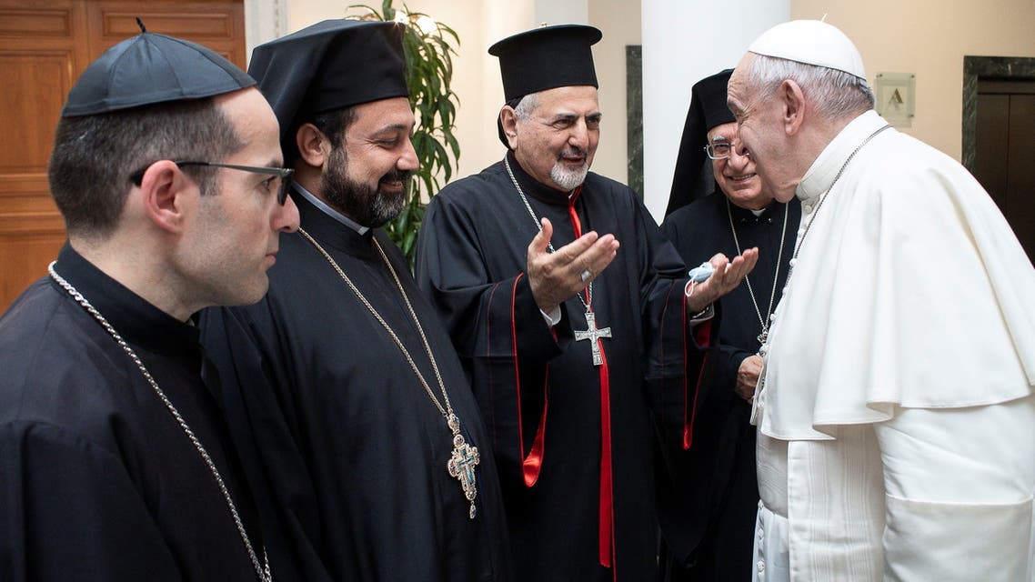 Pope Francis meets Lebanon's Christian leaders at the Vatican. (Reuters)