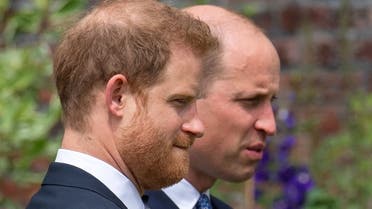 Britain's Prince William, The Duke of Cambridge, and Prince Harry, Duke of Sussex, react during the unveiling of a statue they commissioned of their mother Diana, Princess of Wales, in the Sunken Garden at Kensington Palace, London, Britain July 1, 2021. Dominic Lipinski/Pool via REUTERS