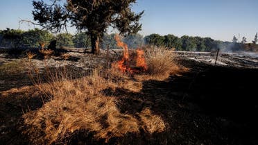 A field on fire is seen after Palestinians in Gaza sent incendiary balloons over the border between Gaza and Israel, Near Nir Am. (File photo: Reuters)
