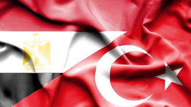 Waving flag of Turkey and Egypt stock illustration