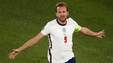 England's Harry Kane celebrates scoring their third goal. (Reuters)