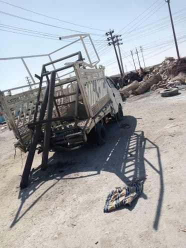 من حادثة سقوط ثلاثة صواريخ على قاعدة عين الأسد الجوية في محافظة الأنبار