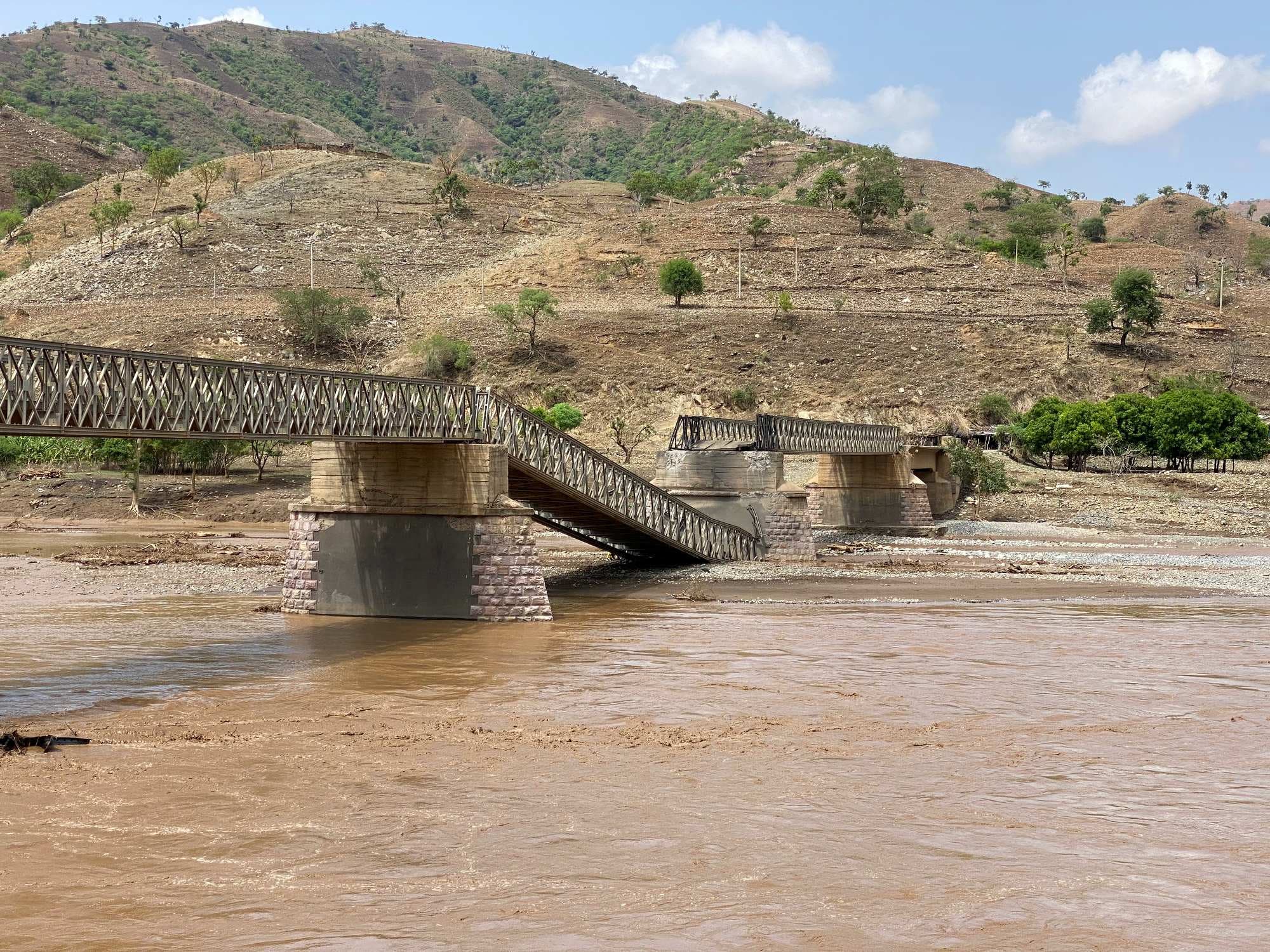 A bridge in the Tigray region damaged by fighting