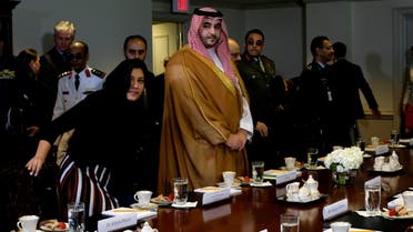 FILE PHOTO: Saudi Arabia's Deputy Defense Minister Prince Khalid bin Salman arrives at a meeting at the Pentagon in Washington, U.S., August 29, 2019. REUTERS/James Lawler Duggan/File Photo