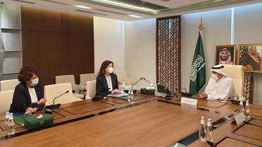 French Ambassador Anne Grillo and US Ambassador Dorothy Shea meet with officials in Saudi Arabia to discuss the crisis in Lebanon, July 8, 2021. (US Embassy Beirut)