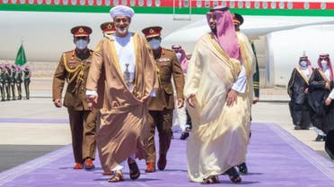 Saudi Arabia’s Crown Prince welcomes Oman’s Sultan Haitham ahead of Neom talks. (Photo courtesy: Saudi Foreign Ministry)