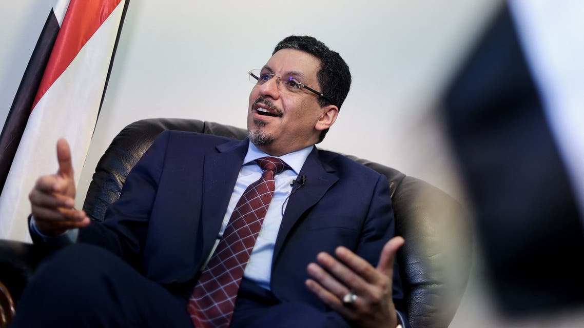 Yemeni Foreign Minister Ahmad Awad Bin Mubarak speaks during an AFP interview at Yemen embassy in Brussels on June 11, 2021.