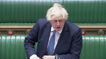 Britain’s PM Boris Johnson speaks during the weekly question time debate in Parliament in London, Britain, July 14, 2021, in this screen grab taken from video. (Reuters TV via Reuters)