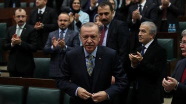 Turkish President Recep Tayyip Erdogan leaves his seat to address members of parliament from his ruling AK Party (AKP) during a meeting at the Turkish parliament in Ankara, Turkey, January 15, 2019. (Reuters/Umit Bektas)