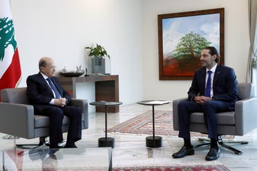 Lebanon's President Michel Aoun with Saad al-Hariri at the presidential palace in Baabda, Lebanon. (File photo: Reuters)