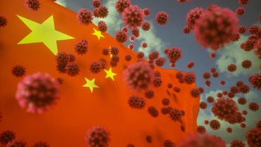China vector map flag. Coronavirus stock illustration