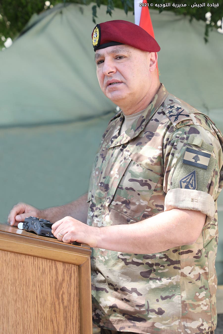 قائد الجيش اللبناني الجنرال جوزاف عون يتحدث إلى عسكريين في البقاع اليوم