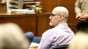 Serial killer Michael Gargiulo, known as the Hollywood Ripper, listens as Ashton Kutcher testifies during Gargiulo's trial at the Clara Shortridge Foltz Criminal Justice Center on May 29, 2019 in Los Angeles, California. (AFP)