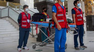 Medical volunteers at Hajj 2021, provided by Saudi Red Crescent Authority (SRCA). (Twitter)