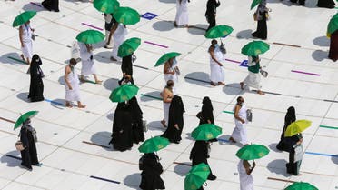 Muslim pilgrims perform Tawaf around Kaaba in the Grand Mosque in the holy city of Mecca, Saudi Arabia July 17, 2021. (Reuters)
