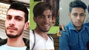 (L-R) Ali Mazraeh, Mostafa Naeemawi, and Qassem Khozeiri died after being shot by security forces during protests over water shortages in southwest Iran, activists said. (Twitter)