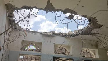 قصف حوثي الحوثي الحوثيين مأرب القصف دماراً هائلاً بمبنى ثانوية الثورة في مديرية جبل مراد 