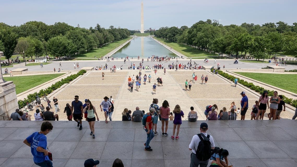 Tourists visit the Lincoln Memorial in Washington, DC, June 18, 2021. (Reuters)