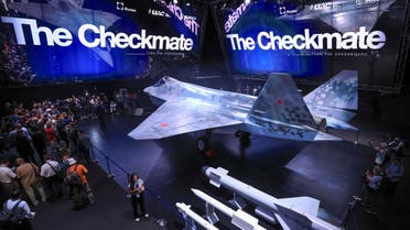 A prototype of Russia’s prospective fighter jet is displayed at the MAKS-2021 International Aviation and Space Salon in Zhukovsky, Russia, July 20, 2021. Alexander Zemlianichenko/Pool via REUTERS