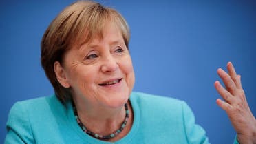 German Chancellor Angela Merkel holds her annual summer news conference in Berlin, Germany, on  July 22, 2021. (REuters)
