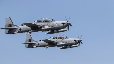 A-29 Super Tucano military aircrafts fly over targets during a drill. (File photo: AFP) 