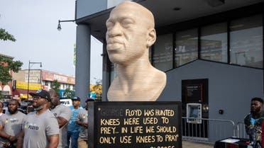 The George Floyd statue is unveiled, as part of Juneteenth celebrations, in Brooklyn, New York, US, June 19, 2021. (Reuters)