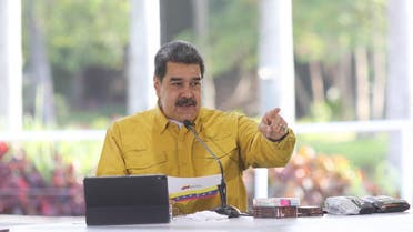 Venezuela’s President Nicolas Maduro speaking during a televised message at Miraflores Presidential Palace in Caracas, on July 21, 2021. (Handout/Venezuelan Presidency/AFP)
