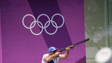 Jul 25, 2021; Tokyo, Japan; Nikolaos Mavrommatis (GRE) shoots during the men's skeet qualifying round at the Tokyo 2020 Olympic Summer Games at Asaka Shooting Range. (Reuters)