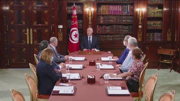 Tunisian President Kais Saied during a televised address on Monday. (Supplied)