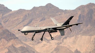 In this file photo taken on November 17, 2015, an MQ-9 Reaper remotely piloted aircraft (RPA) flies by during a training mission at Creech Air Force Base in Indian Springs, Nevada. (AFP)