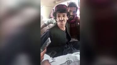 Afghan comedian Khasha Jawan in a vehicle following his abduction by Taliban militants. (Twitter)