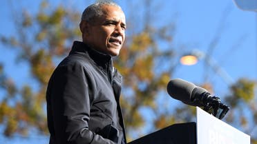 Former President Barack Obama addresses voters , in Atlanta, Georgia, US, on November 2, 2020. (Reuters)